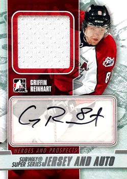 2012-13 In The Game Heroes and Prospects - Subway Super Series Jersey Autographs #SSMA-GR Griffin Reinhart Front