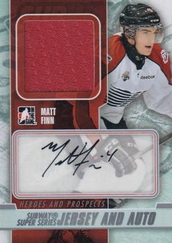 2012-13 In The Game Heroes and Prospects - Subway Super Series Jersey Autographs #SSMA-MF Matt Finn Front