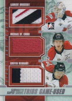 2012-13 In The Game Heroes and Prospects - Subway Super Series Trios Jerseys #SST-09 Laurent Brossoit / Michael St. Croix / Griffin Reinhart Front