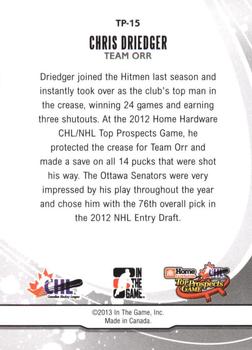 2012-13 In The Game Heroes and Prospects - Top Prospects #TP-15 Chris Driedger Back