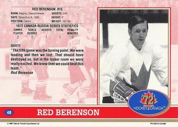 1991-92 Future Trends Canada ’72 #48 Red Berenson Back