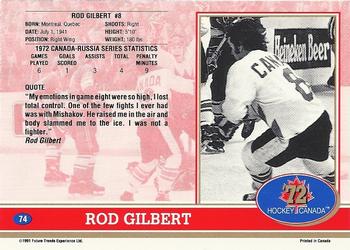 1991-92 Future Trends Canada ’72 #74 Rod Gilbert Back
