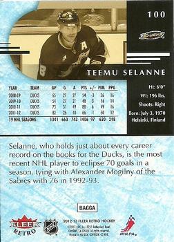 2012-13 Fleer Retro #100 Teemu Selanne Back