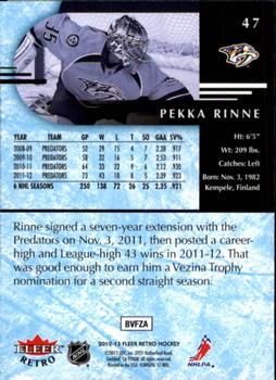 2012-13 Fleer Retro #47 Pekka Rinne Back