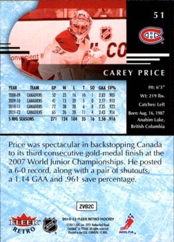 2012-13 Fleer Retro #51 Carey Price Back