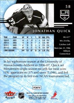 2012-13 Fleer Retro #58 Jonathan Quick Back