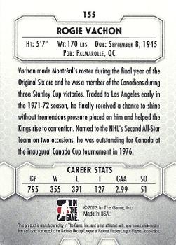 2012-13 In The Game Between The Pipes #155 Rogie Vachon Back