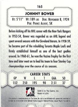 2012-13 In The Game Between The Pipes #165 Johnny Bower Back