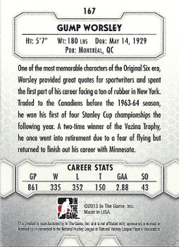 2012-13 In The Game Between The Pipes #167 Gump Worsley Back