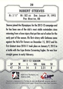 2012-13 In The Game Between The Pipes #20 Robert Steeves Back