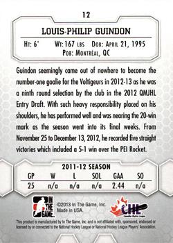 2012-13 In The Game Between The Pipes #12 Louis-Philip Guindon Back