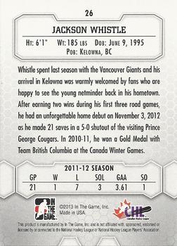 2012-13 In The Game Between The Pipes #26 Jackson Whistle Back