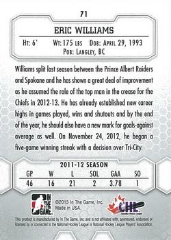 2012-13 In The Game Between The Pipes #71 Eric Williams Back