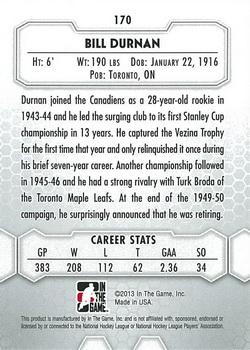 2012-13 In The Game Between The Pipes #170 Bill Durnan Back