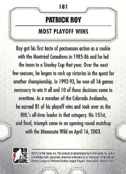2012-13 In The Game Between The Pipes #181 Patrick Roy Back