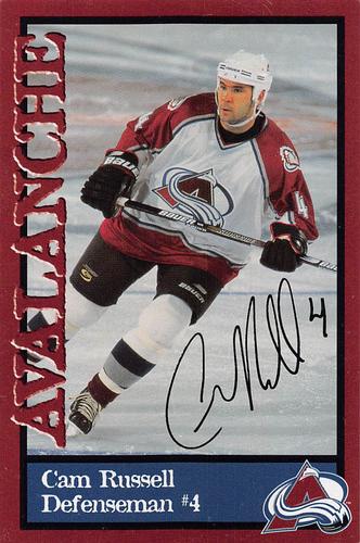 1998-99 Colorado Avalanche Howler Says #NNO Cam Russell Front
