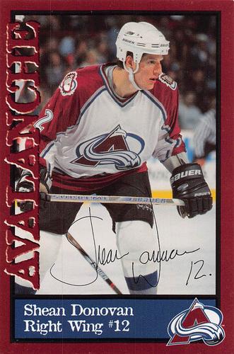 1998-99 Colorado Avalanche Howler Says #NNO Shean Donovan Front