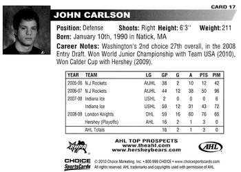 2009-10 Choice AHL Top Prospects #17 John Carlson Back