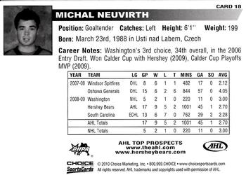 2009-10 Choice AHL Top Prospects #18 Michal Neuvirth Back