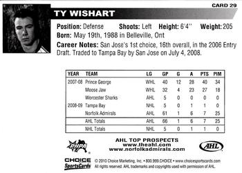 2009-10 Choice AHL Top Prospects #29 Ty Wishart Back