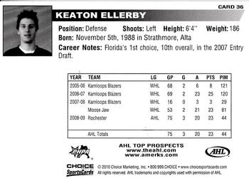 2009-10 Choice AHL Top Prospects #36 Keaton Ellerby Back