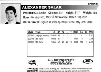 2009-10 Choice AHL Top Prospects #37 Alexander Salak Back