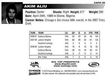 2009-10 Choice AHL Top Prospects #38 Akim Aliu Back