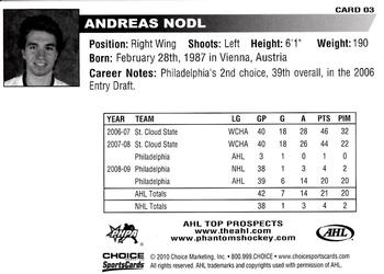 2009-10 Choice AHL Top Prospects #3 Andreas Nodl Back