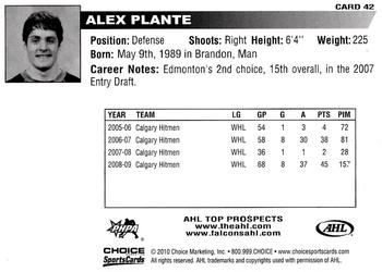 2009-10 Choice AHL Top Prospects #42 Alex Plante Back