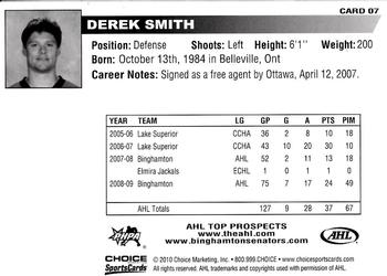2009-10 Choice AHL Top Prospects #7 Derek Smith Back