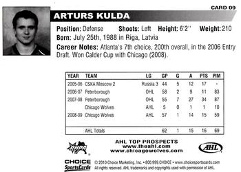 2009-10 Choice AHL Top Prospects #9 Arturs Kulda Back