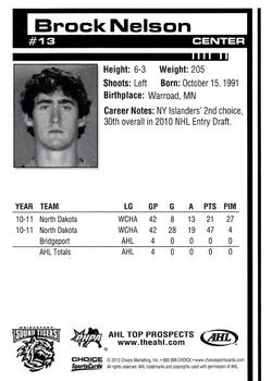2012-13 Choice AHL Top Prospects #13 Brock Nelson Back