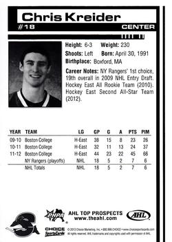 2012-13 Choice AHL Top Prospects #18 Chris Kreider Back