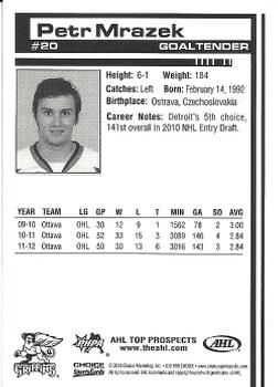2012-13 Choice AHL Top Prospects #20 Petr Mrazek Back