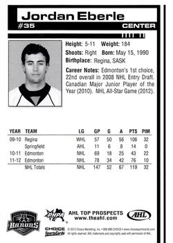2012-13 Choice AHL Top Prospects #35 Jordan Eberle Back