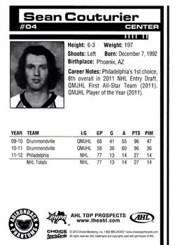 2012-13 Choice AHL Top Prospects #4 Sean Couturier Back