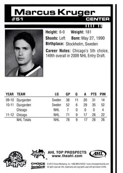 2012-13 Choice AHL Top Prospects #51 Marcus Kruger Back