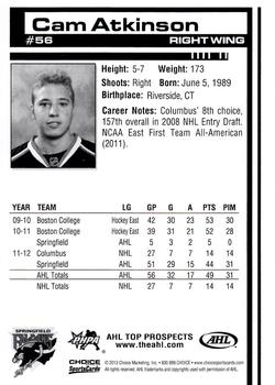2012-13 Choice AHL Top Prospects #56 Cam Atkinson Back