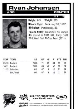 2012-13 Choice AHL Top Prospects #58 Ryan Johansen Back