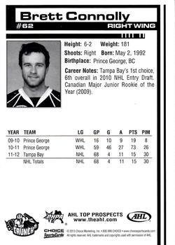 2012-13 Choice AHL Top Prospects #62 Brett Connolly Back