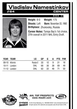 2012-13 Choice AHL Top Prospects #64 Vladislav Namestnikov Back