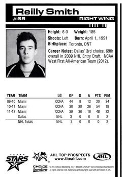 2012-13 Choice AHL Top Prospects #65 Reilly Smith Back