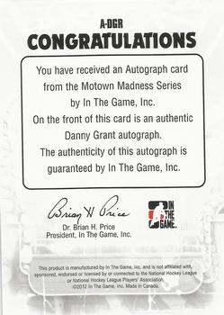 2012-13 In The Game Motown Madness - Autographs #A-DGR Danny Grant Back