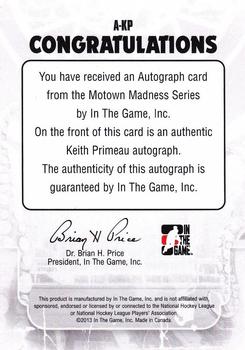 2012-13 In The Game Motown Madness - Autographs #A-KP Keith Primeau Back