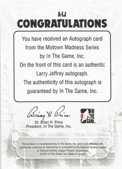 2012-13 In The Game Motown Madness - Autographs #A-LJ Larry Jeffrey Back