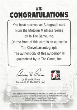 2012-13 In The Game Motown Madness - Autographs #A-TC Tim Cheveldae Back