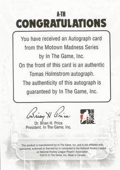 2012-13 In The Game Motown Madness - Autographs #A-TH Tomas Holmstrom Back