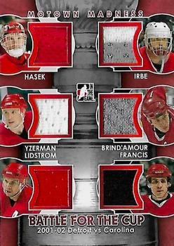 2012-13 In The Game Motown Madness - Battle For The Cup Jerseys #BFC-02 Dominik Hasek / Steve Yzerman / Nicklas Lidstrom / Arturs Irbe / Rod Brind'Amour / Ron Francis Front