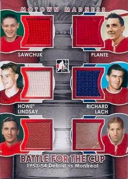 2012-13 In The Game Motown Madness - Battle For The Cup Jerseys #BFC-10 Terry Sawchuk / Gordie Howe / Ted Lindsay / Jacques Plante / Maurice Richard / Elmer Lach Front