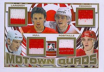 2012-13 In The Game Motown Madness - Jersey Quads Gold #MQ-05 Igor Larionov / Sergei Fedorov / Brett Hull / Luc Robitaille Front
